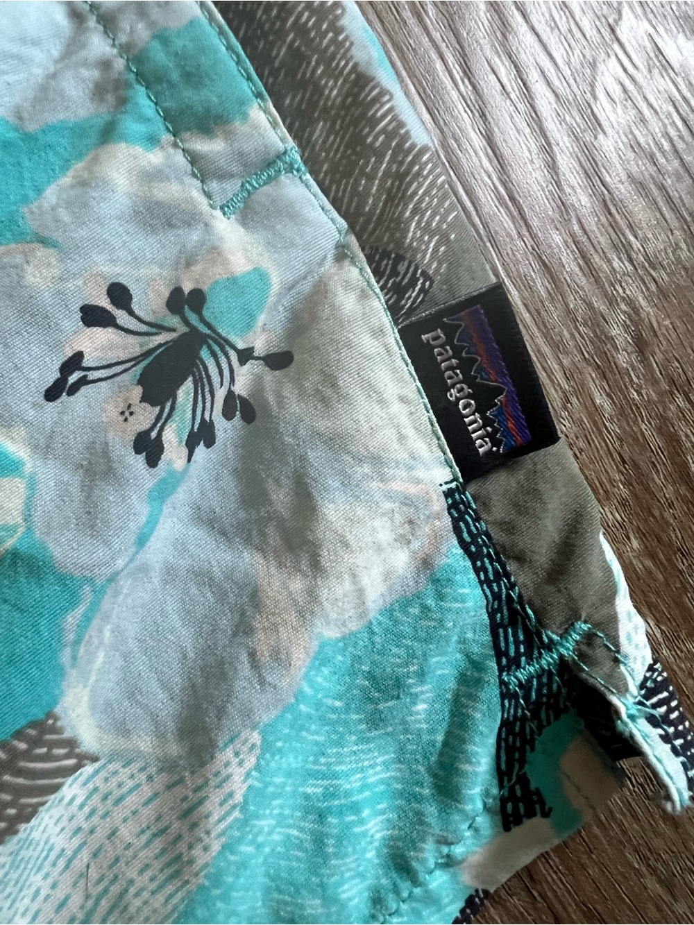 Patagonia Aqua Floral Elastic-Waist Athletic Shorts - Picture 4 of 5